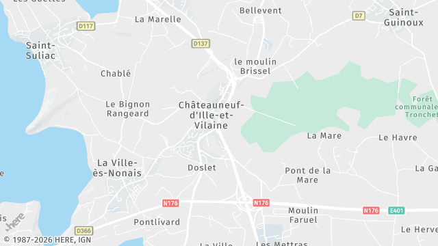 Carte de la zone d'intervention à Châteauneuf-d'Ille-et-Vilaine