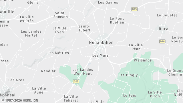 Carte de la zone d'intervention à Hénanbihen