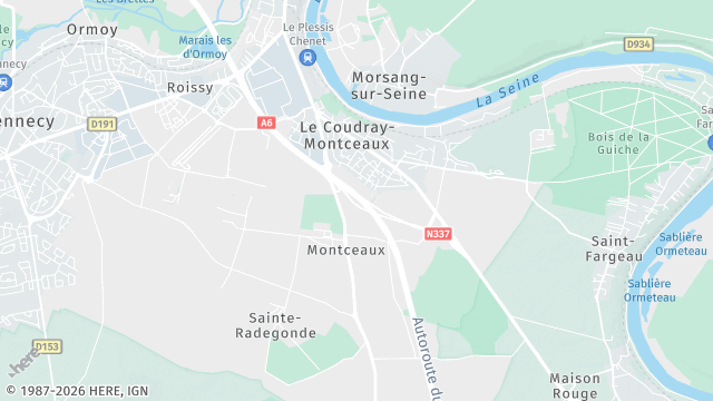 Carte de la zone d'intervention à Le Coudray-Montceaux