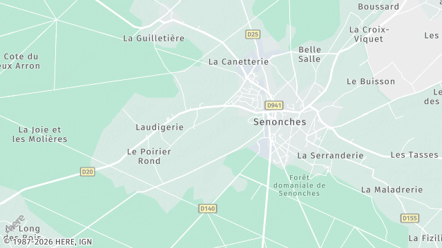 Carte de la zone d'intervention à Senonches