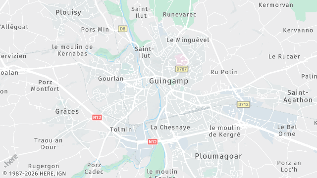 Carte de la zone d'intervention à Guingamp
