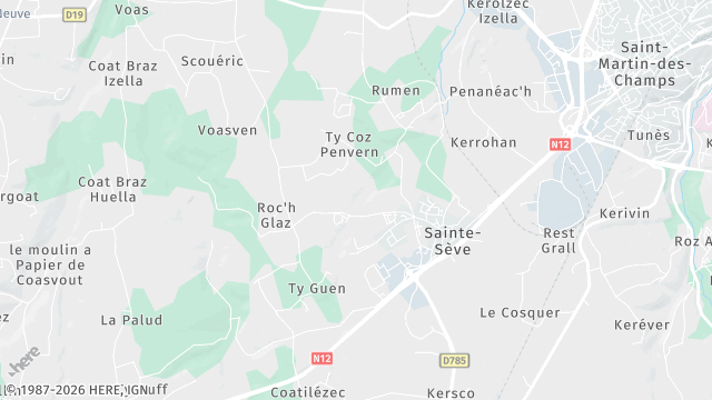 Carte de la zone d'intervention à Sainte-Sève