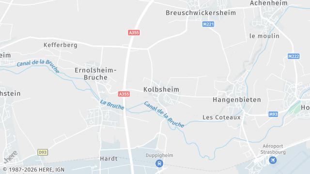 Carte de la zone d'intervention à Kolbsheim
