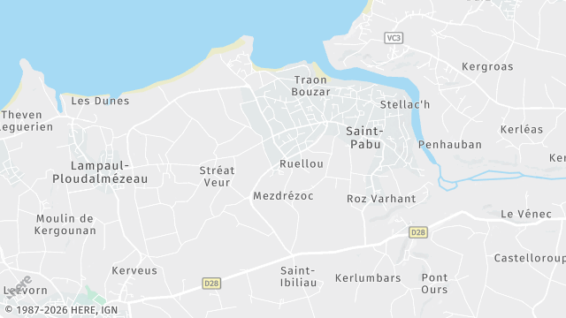 Carte de la zone d'intervention à Saint-Pabu