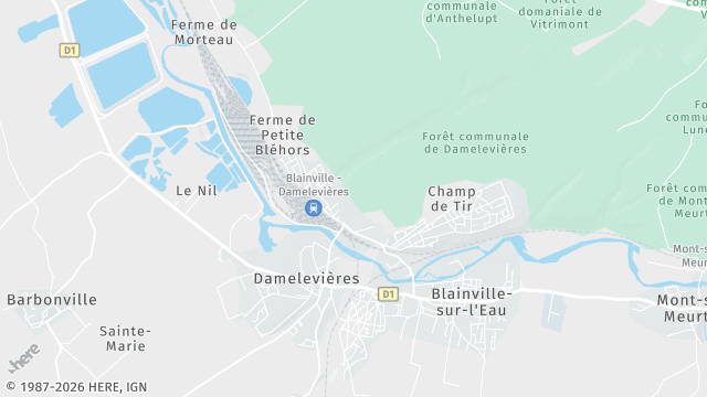 Carte de la zone d'intervention à Damelevières