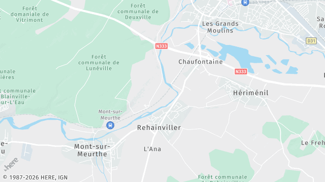 Carte de la zone d'intervention à Rehainviller