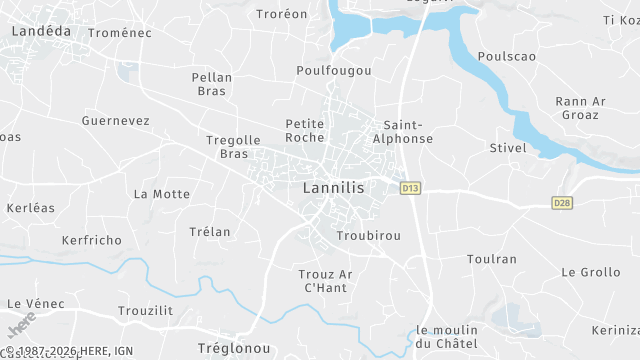 Carte de la zone d'intervention à Lannilis
