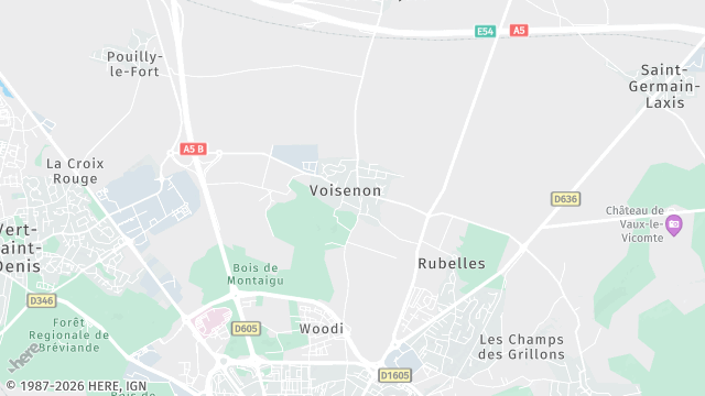 Carte de la zone d'intervention à Voisenon