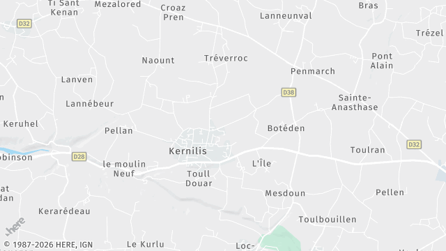 Carte de la zone d'intervention à Kernilis