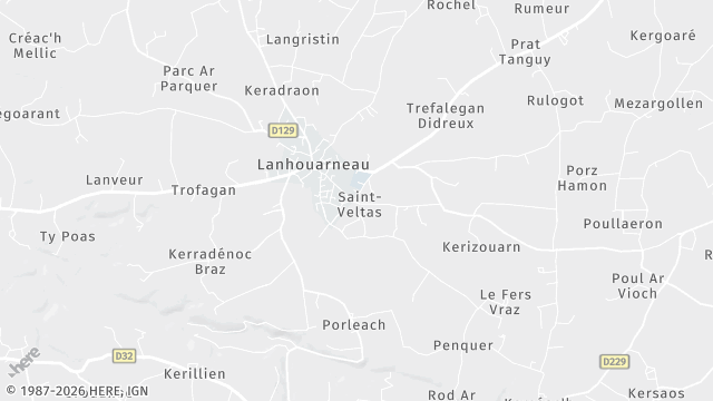 Carte de la zone d'intervention à Lanhouarneau