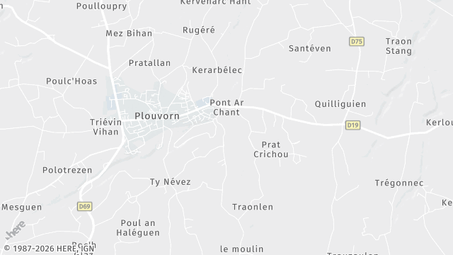Carte de la zone d'intervention à Plouvorn