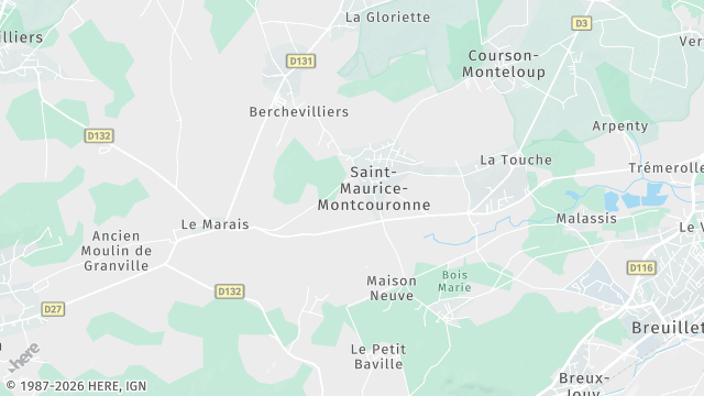 Carte de la zone d'intervention à Saint-Maurice-Montcouronne