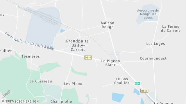 Carte de la zone d'intervention à Grandpuits-Bailly-Carrois