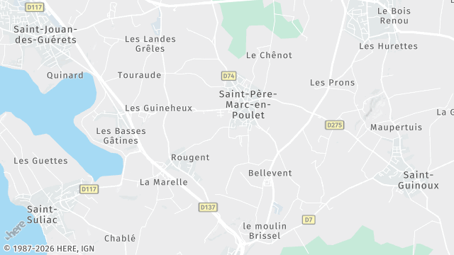 Carte de la zone d'intervention à Saint-Père-Marc-en-Poulet