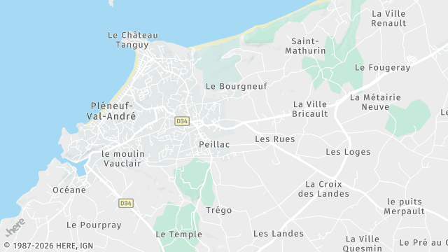 Carte de la zone d'intervention à Pléneuf-Val-André