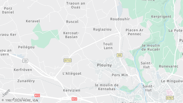 Carte de la zone d'intervention à Plouisy