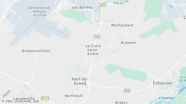 Carte de la zone d'intervention à Vert-le-Grand
