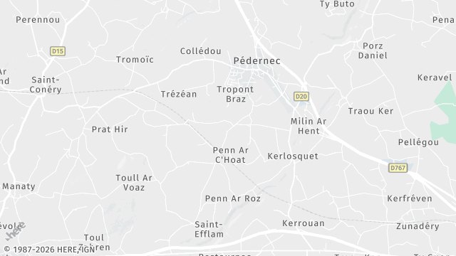 Carte de la zone d'intervention à Pédernec