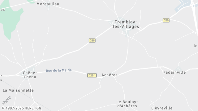 Carte de la zone d'intervention à Tremblay-les-Villages