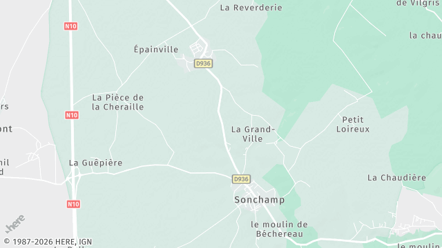Carte de la zone d'intervention à Sonchamp