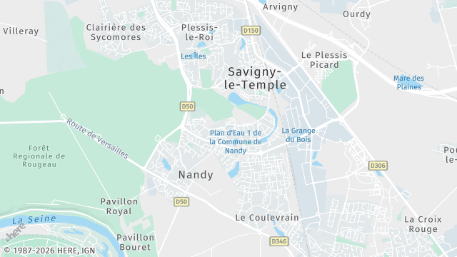 Carte de la zone d'intervention à Savigny-le-Temple
