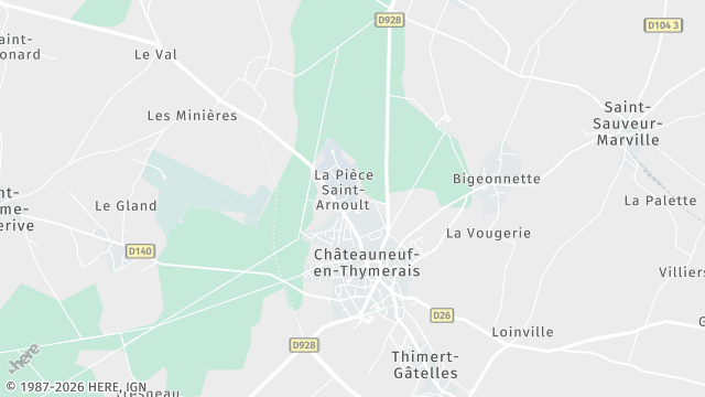 Carte de la zone d'intervention à Châteauneuf-en-Thymerais