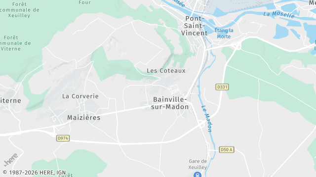 Carte de la zone d'intervention à Bainville-sur-Madon