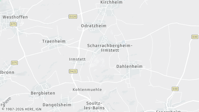 Carte de la zone d'intervention à Scharrachbergheim-Irmstett