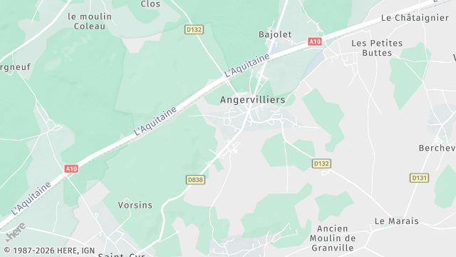 Carte de la zone d'intervention à Angervilliers