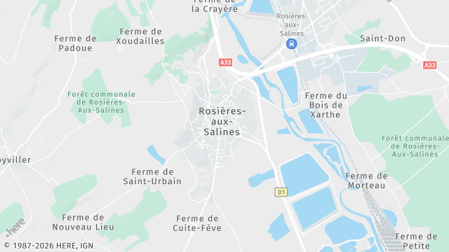 Carte de la zone d'intervention à Rosières-aux-Salines