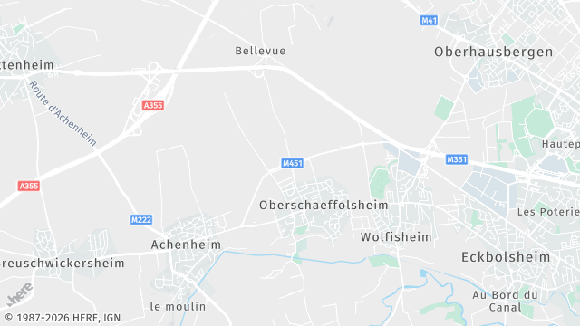 Carte de la zone d'intervention à Oberschaeffolsheim