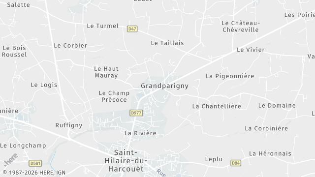 Carte de la zone d'intervention à Grandparigny