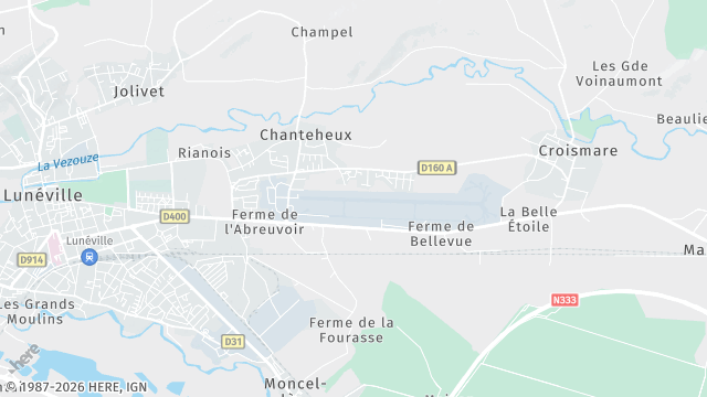 Carte de la zone d'intervention à Chanteheux