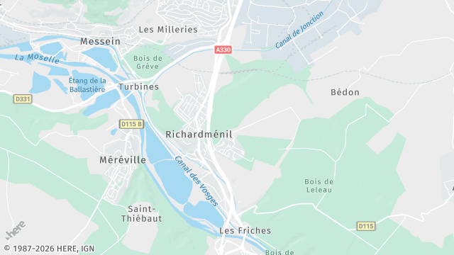 Carte de la zone d'intervention à Richardménil