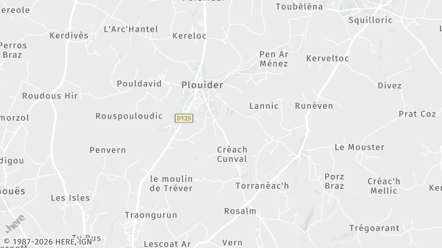 Carte de la zone d'intervention à Plouider