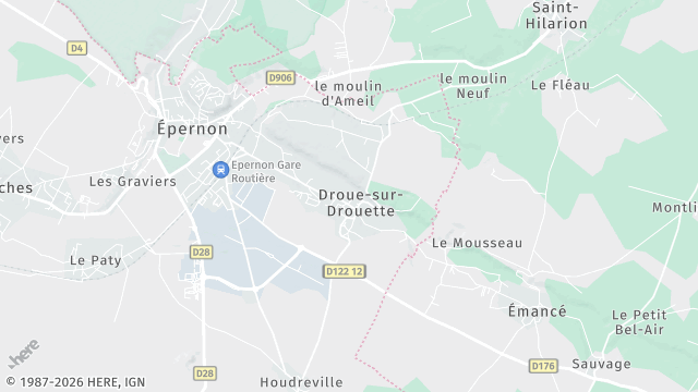 Carte de la zone d'intervention à Droue-sur-Drouette