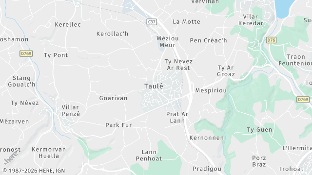 Carte de la zone d'intervention à Taulé