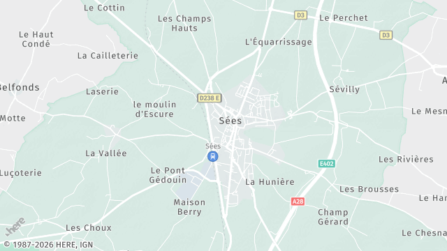 Carte de la zone d'intervention à Sées