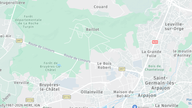 Carte de la zone d'intervention à Ollainville