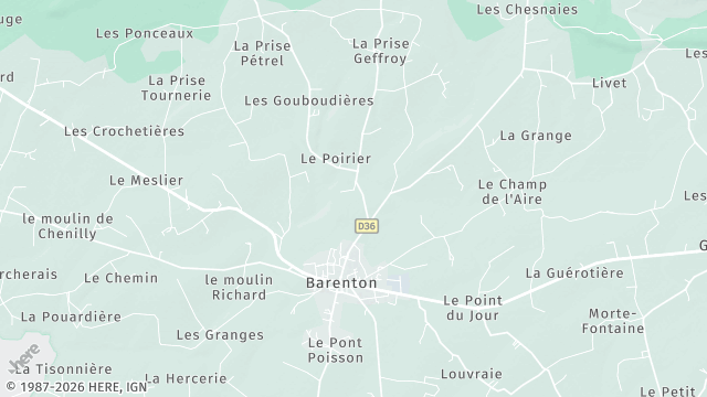 Carte de la zone d'intervention à Barenton