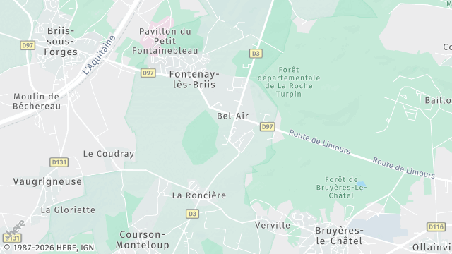 Carte de la zone d'intervention à Fontenay-lès-Briis