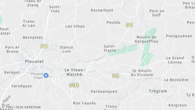 Carte de la zone d'intervention à Le Vieux-Marché