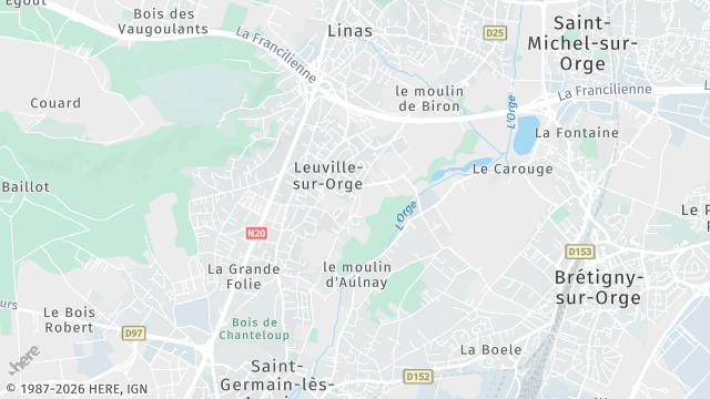 Carte de la zone d'intervention à Leuville-sur-Orge