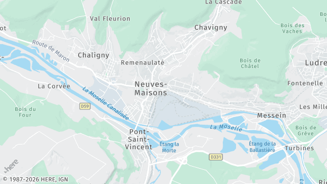 Carte de la zone d'intervention à Neuves-Maisons