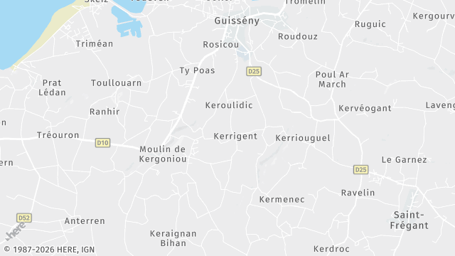 Carte de la zone d'intervention à Guissény