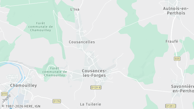 Carte de la zone d'intervention à Cousances-les-Forges
