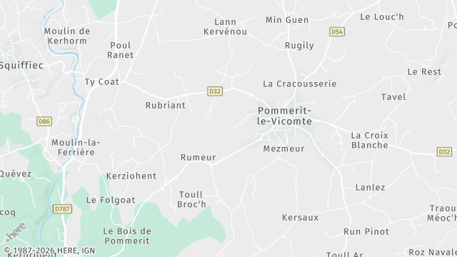Carte de la zone d'intervention à Pommerit-le-Vicomte