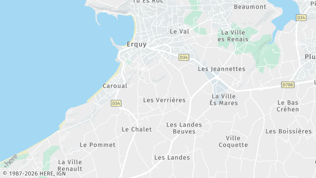 Carte de la zone d'intervention à Erquy