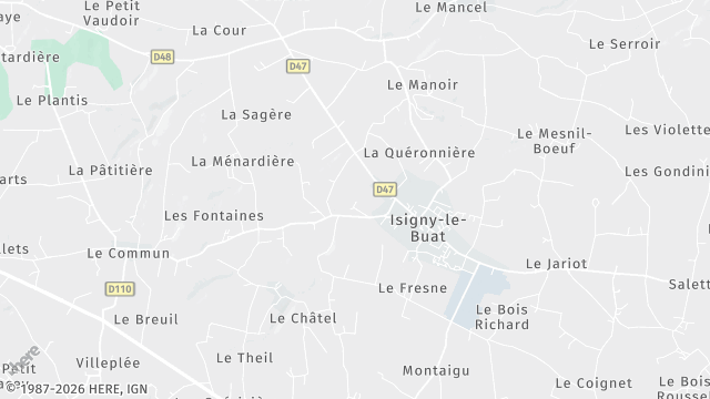 Carte de la zone d'intervention à Isigny-le-Buat
