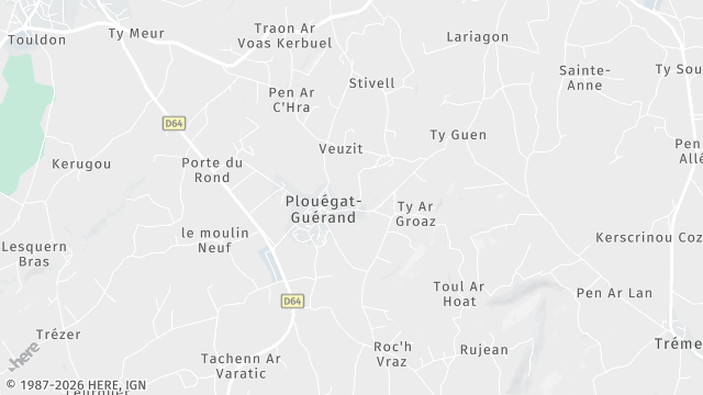 Carte de la zone d'intervention à Plouégat-Guérand